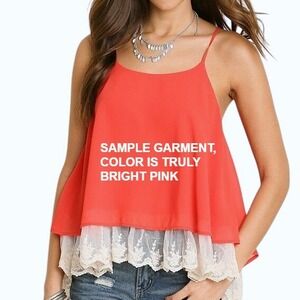 NWOT S UMGEE hot pink‎ lace trim racer back spaghetti tank blouse flowing party